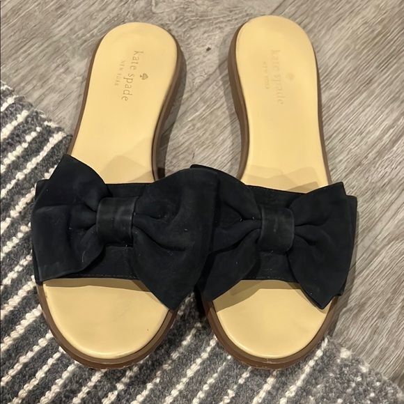 Kate Spade Black Suede Bow Mules - Picture 1 of 8